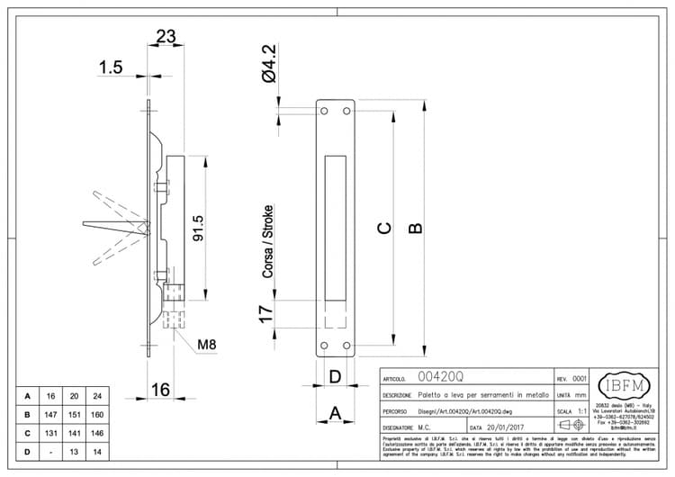 IBFM mod.420/Q шпингалет дверной